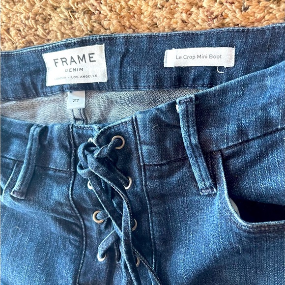 ❗️SALE❗️Frame mock lace up crop jean - Picture 2 of 6